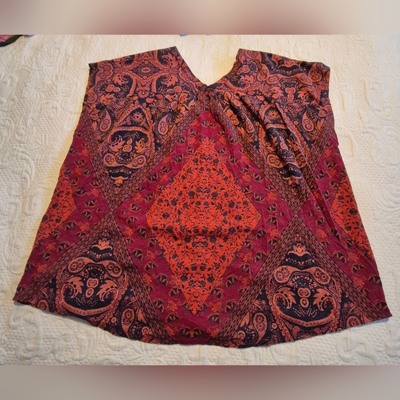 Lucky Brand womrn's 3X sleeveless full button front shirt black orange red - Picture 4 of 5